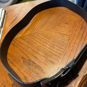 Men Size 42 Solid Black Leather Belt 1.25" Wide Stacy Adams